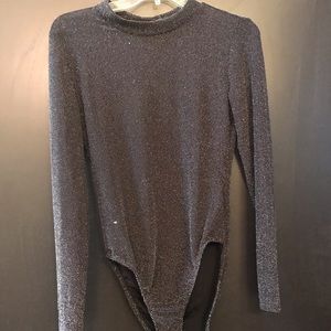 H&M Silver metallic backless bodysuit